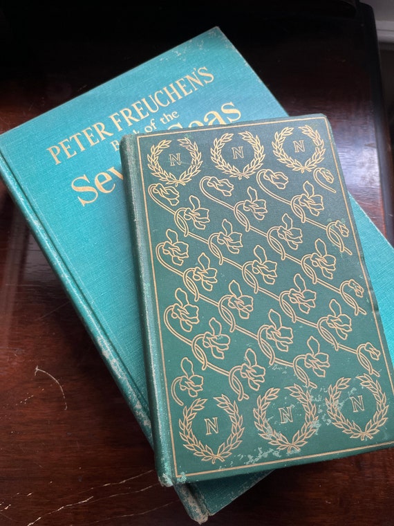 Green and Gilt Antique/vintage book stack - beautiful books - decorative books