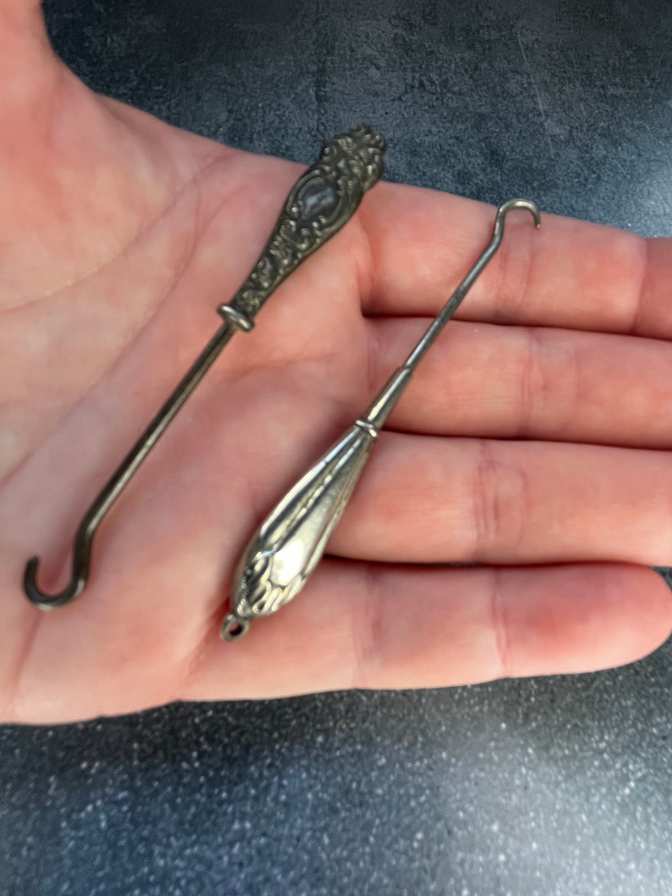 Antique Sterling Button Hooks Button Boots Clothing Etsy