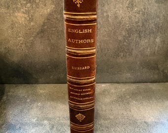 Roycroft Elbert Hubbard Little Journeys English Authors 2 Vol Leather Hardcover Book Set Marbled Gift Arts Crafts Movement