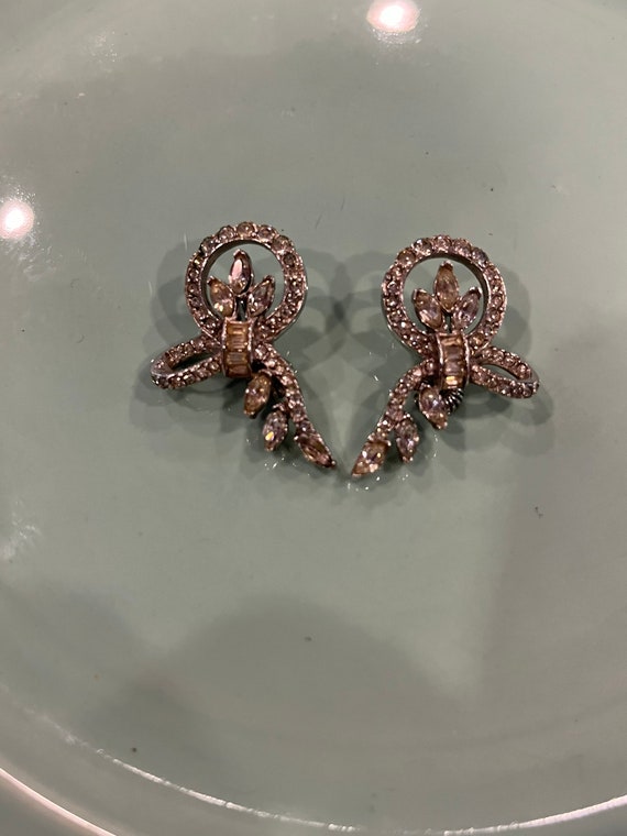 Vintage MCM twist knot clip on earrings - silver a