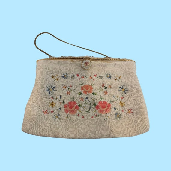 Vintage Beaded Evening Bag w Point de Beauvais Embroidery