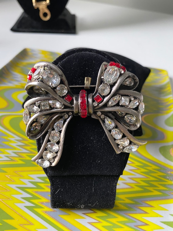 1950s amazing holiday vintage bow brooch - image 5