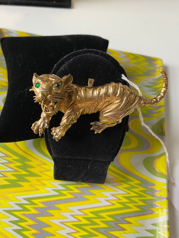 Vintage Gold Tiger Brooch - image 3