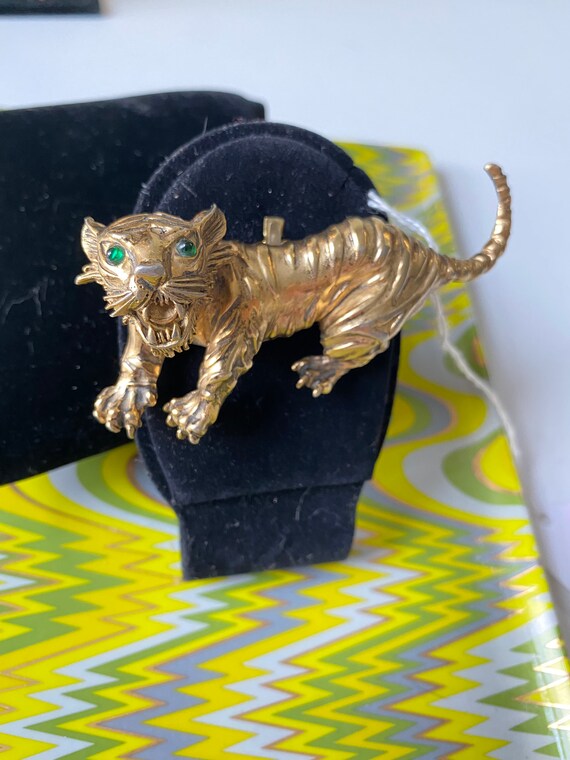 Vintage Gold Tiger Brooch - image 6