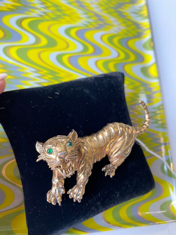 Vintage Gold Tiger Brooch - image 7