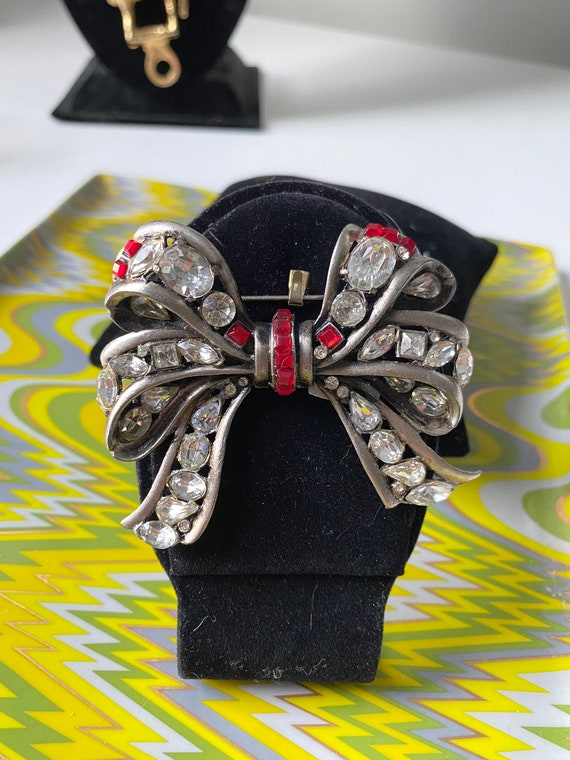 1950s amazing holiday vintage bow brooch - image 4