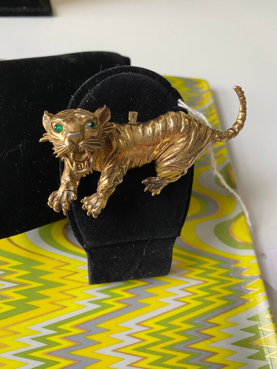 Vintage Gold Tiger Brooch - image 5