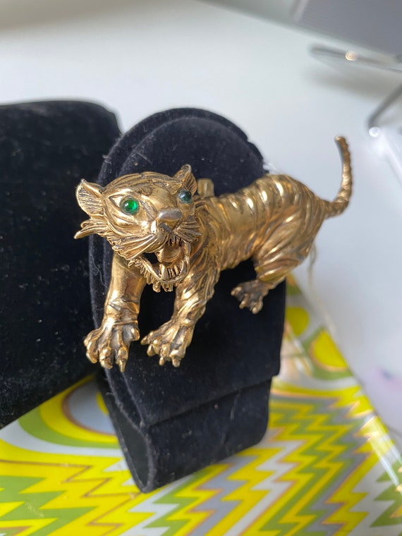 Vintage Gold Tiger Brooch - image 4