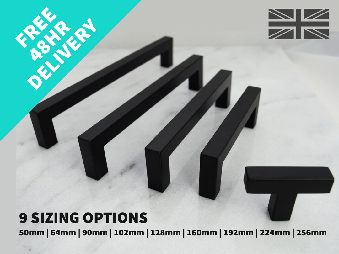 Matte Black Square D Handles Sleek & Minimalist Quality Stainless Steel