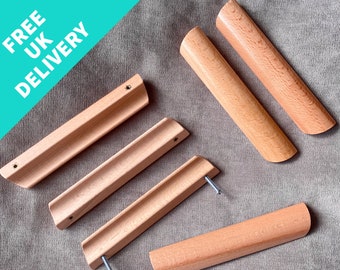 Natural Beech Wood Handles | For Cabinets | Drawers | Dressers | Wardrobe | Furniture | Scandi | Minimalist | Boho | UK