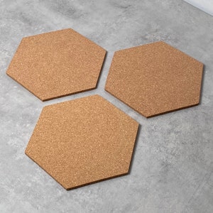 Hexagon Cork Pin Board Panels | Geometric Art Sound Diffuser Tile | Self Adhesive