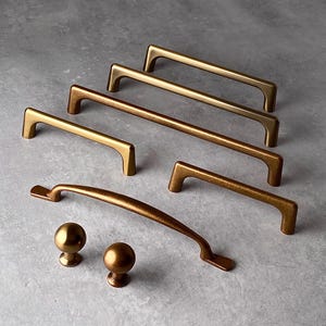 Brass Handles & Knobs | Brushed or Antique Finish | Solid Metal Bar Pulls | UK