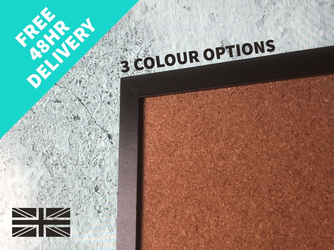 Cork Pin Board Framed High Density 100 Natural Cork White Black