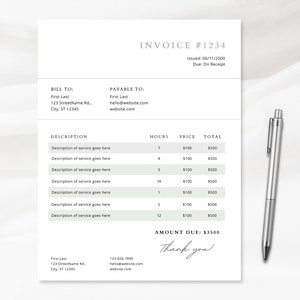 Invoice Template Download, Printable Invoice, Editable Invoice, Business Invoice Template, Canva Invoice, A4 & US Letter size