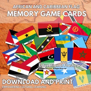 Gioco di carte di memoria con bandiera africana e caraibica / Download stampabile
