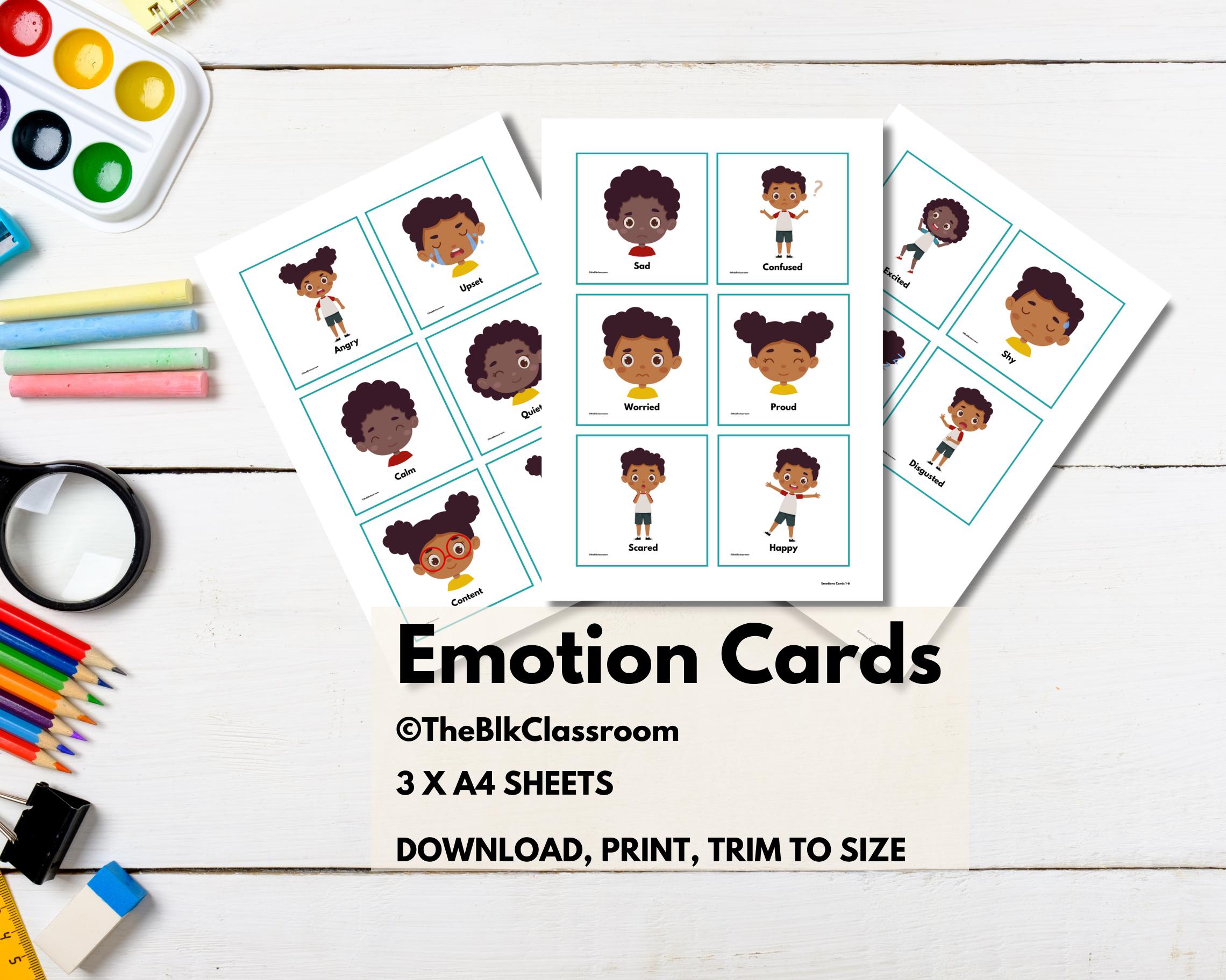 Printable Emotion Cards for Kids – 16 Diverse Emotional Expression ...