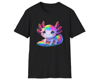 Camiseta colorida de ajolote, linda camiseta de animal kawaii