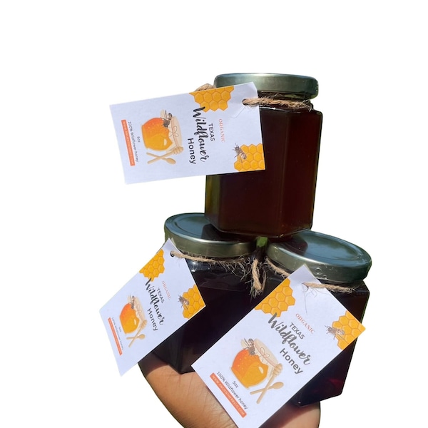 Texas Wildflower honey 5 oz Jar | 100% Raw Unfiltered Thick Rich Great tasting Natural honey | Texas Local honey