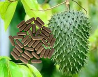 Organic Jamaica Grown dried SOURSOP leaves  Capsules 500mg | Natural No Additives / NO Fillers / No Binders / Vegan / Non GMO