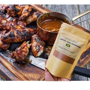 AUTHENTIC Jamaican Jerk Seasoning | Spice Dry Rub Hot Spicy Blend Caribbean Jerk style cooking and barbeque meat fish vegetables soups 2 oz