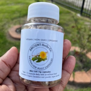 Organic DANDELION ROOT herb Capsules 50 mg VEGAN Herbal Capsules | Handcrafted