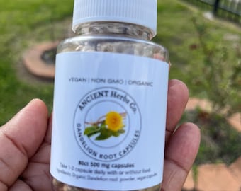 Dandelion ROOT herb Capsules 500 mg VEGAN Herbal Capsules | Handcrafted