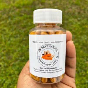 Organic TURMERIC ROOT Capsules 500 mg | Vegan | NO additives | No fillers | Non Gmo | Natural Handmade