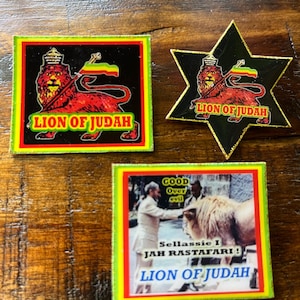 Jamaica made  Lion of Judah H.I.M Emperor Haile Selassie I Picture Ras Tafari Pin on badge | Rasta pin Rastafari badge button