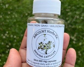 Jamaican MEDINA herb Capsules | Made with Wildcrafted Clean Herb | Grows Naturally Fertilizer Free | Herbicide  Pesticide Free VEGAN 50 caps