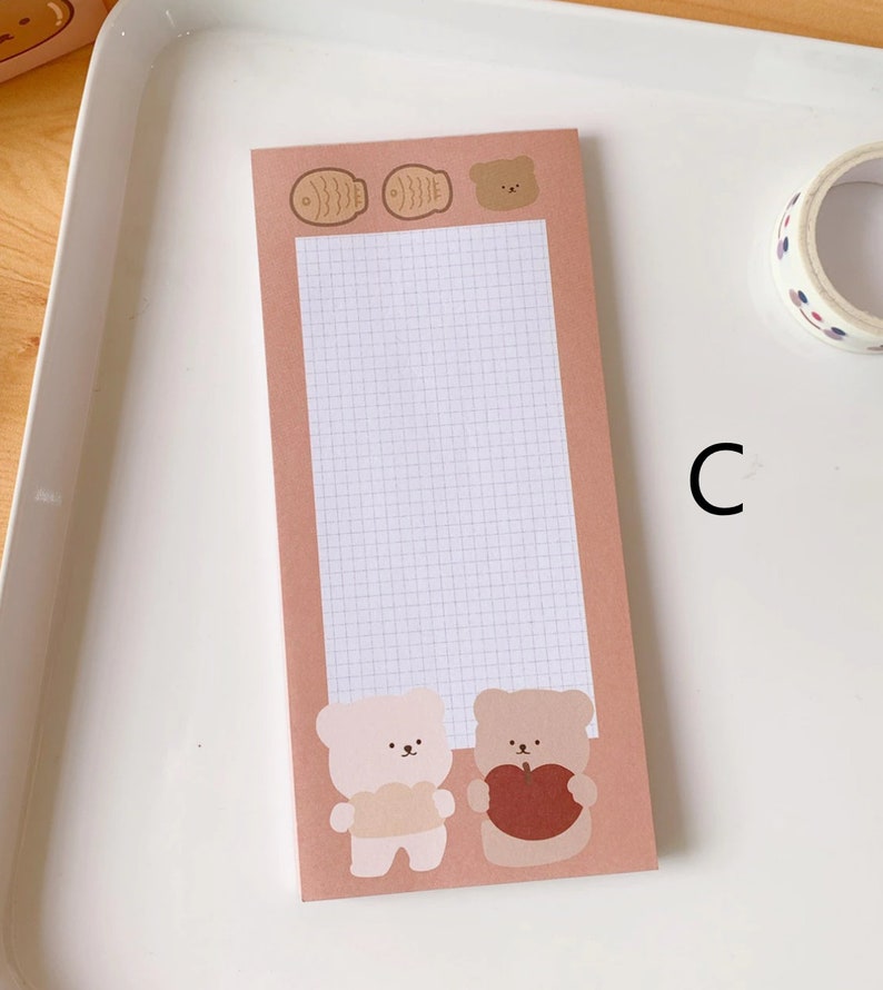 50 Sheet Cute Korean Inspired Kawaii Bear Note Pad Memo Pad - Etsy