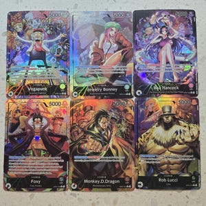 PROXY - One Piece TCG OP 7 - Set of 6 -  One Piece Card Game 500 Years in the Future Leader Card English Textured and Holographic!