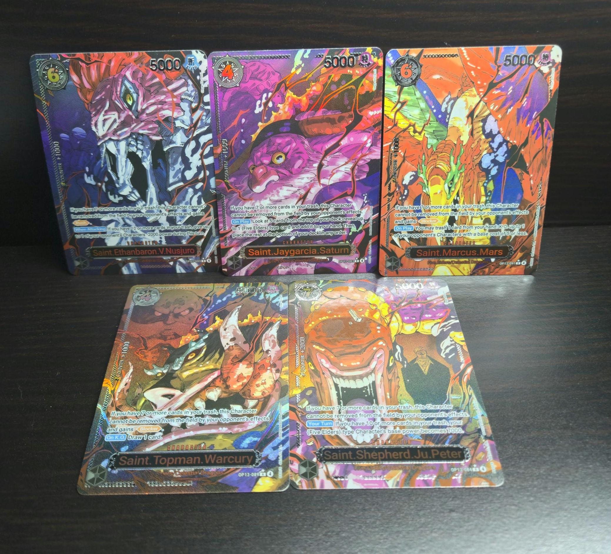 TEXTURED PROXY One Piece Tcg OP 13 - Set of 5 Proxy - the Five Elders  (saint) Alternate Art English Version Textured and Holographic! - Etsy