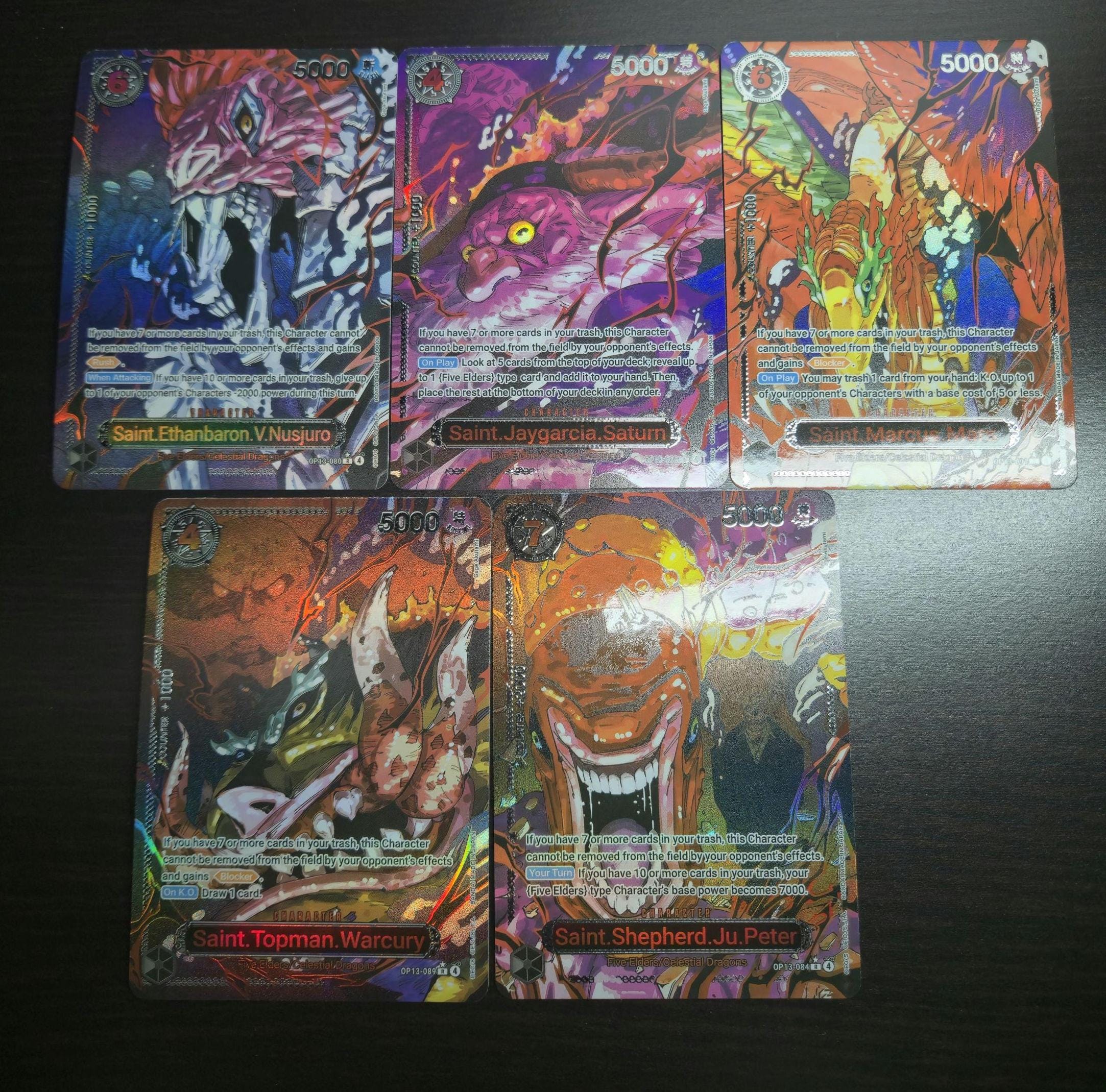 TEXTURED PROXY One Piece Tcg OP 13 - Set of 5 Proxy - the Five Elders (saint) Alternate Art English Version Textured and Holographic! - Etsy TEXTURED PROXY One Piece Tcg OP 13 - Set of 5 Proxy - the Five Elders (saint) Alternate Art English Version Textured and Holographic! - Etsy