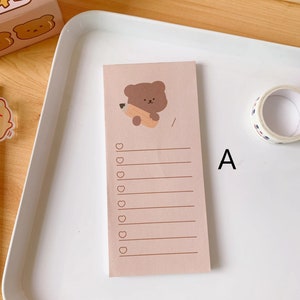 50 Sheet Cute Korean Inspired Kawaii Bear Note Pad Memo Pad - Etsy