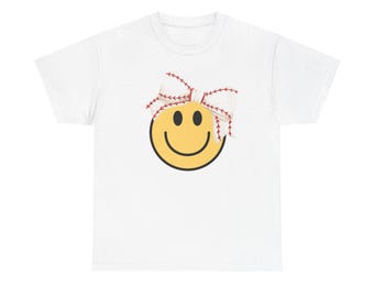 Smiley Face Unisex Heavy Cotton Tee, Fun Casual Wear, Perfect for Birthdays, Summer Parties, Team Events, Everyday Comfort