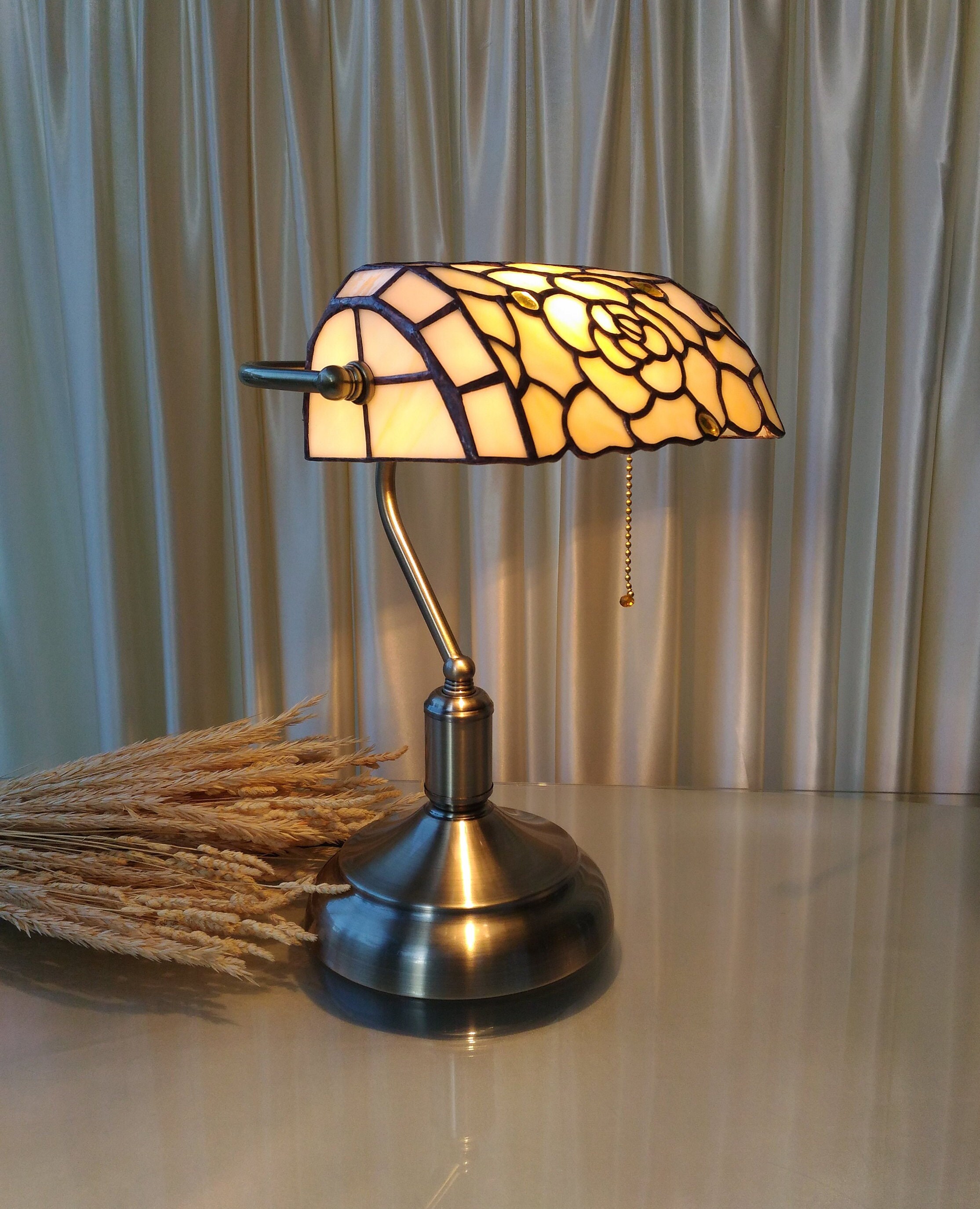 Stained glass bankers lamp deals