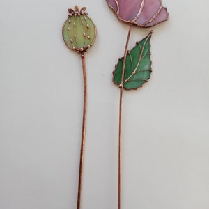 Stained Glass Opium Poppy Bouquet: Pink & Green Table Decor image 11
