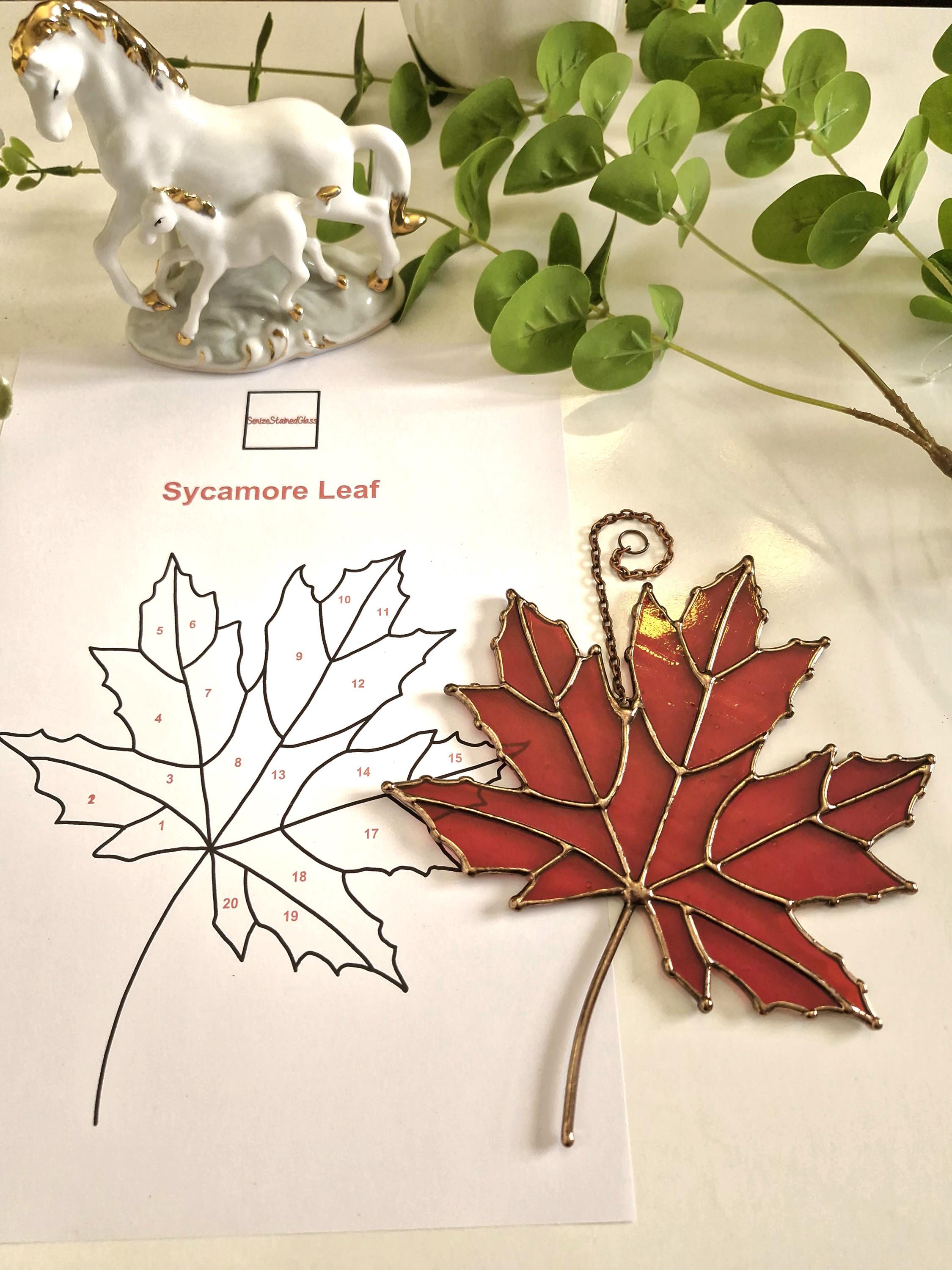 Stained Glass Sycamore Leaf Suncatcher Pattern: DIY Template (PDF ...