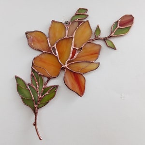 Glasmalerei Magnolie Blume Suncatcher, Magnolie Blume Fenster Wandbehang, Magnolie Blume Wand Fenster Wohnkultur