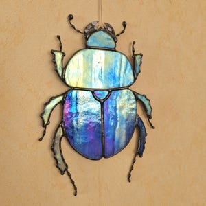Stained Glass Beetle Suncatcher: Insect Window Hanging Decor