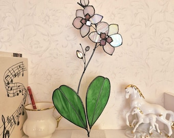 ステンドグラスの蘭の花：胡蝶蘭のインテリア - Etsy 日本