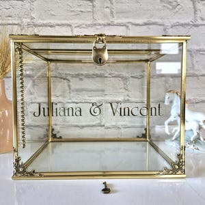 Rustic Gold Glass Wedding Card Box With Lock & Card Slot - Etsy