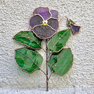 Stained Glass Violet Suncatcher: February Birth Flower Home Decor