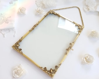 Rustic Brass Photo Frame: Antique Gold Rectangle or Square Glass Display