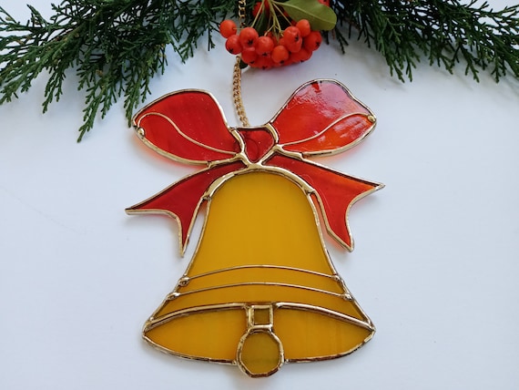 Stained Glass Christmas Bell, Christmas Bell, Bell for Christmas Tree  Ornament Accessory, Bell Suncatcher, Christmas Gift, Christmas Decor 