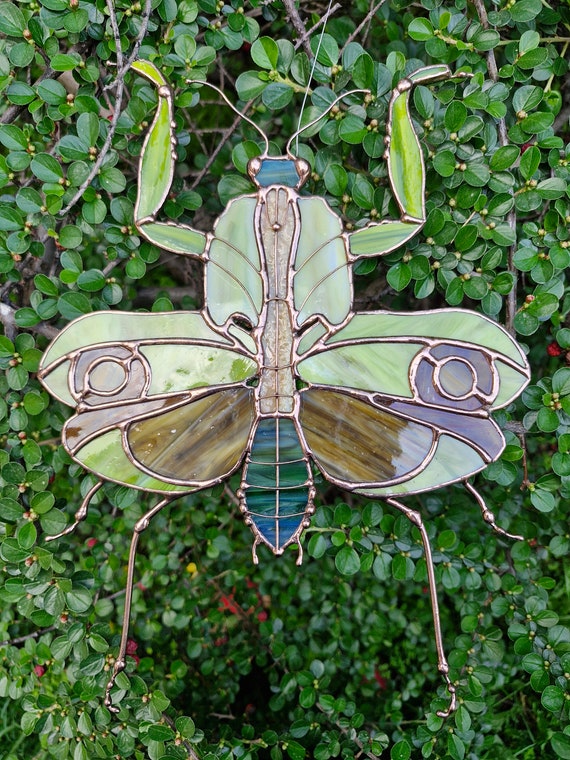Stained Glass Praying Mantis Incect Suncatcher Window Wall