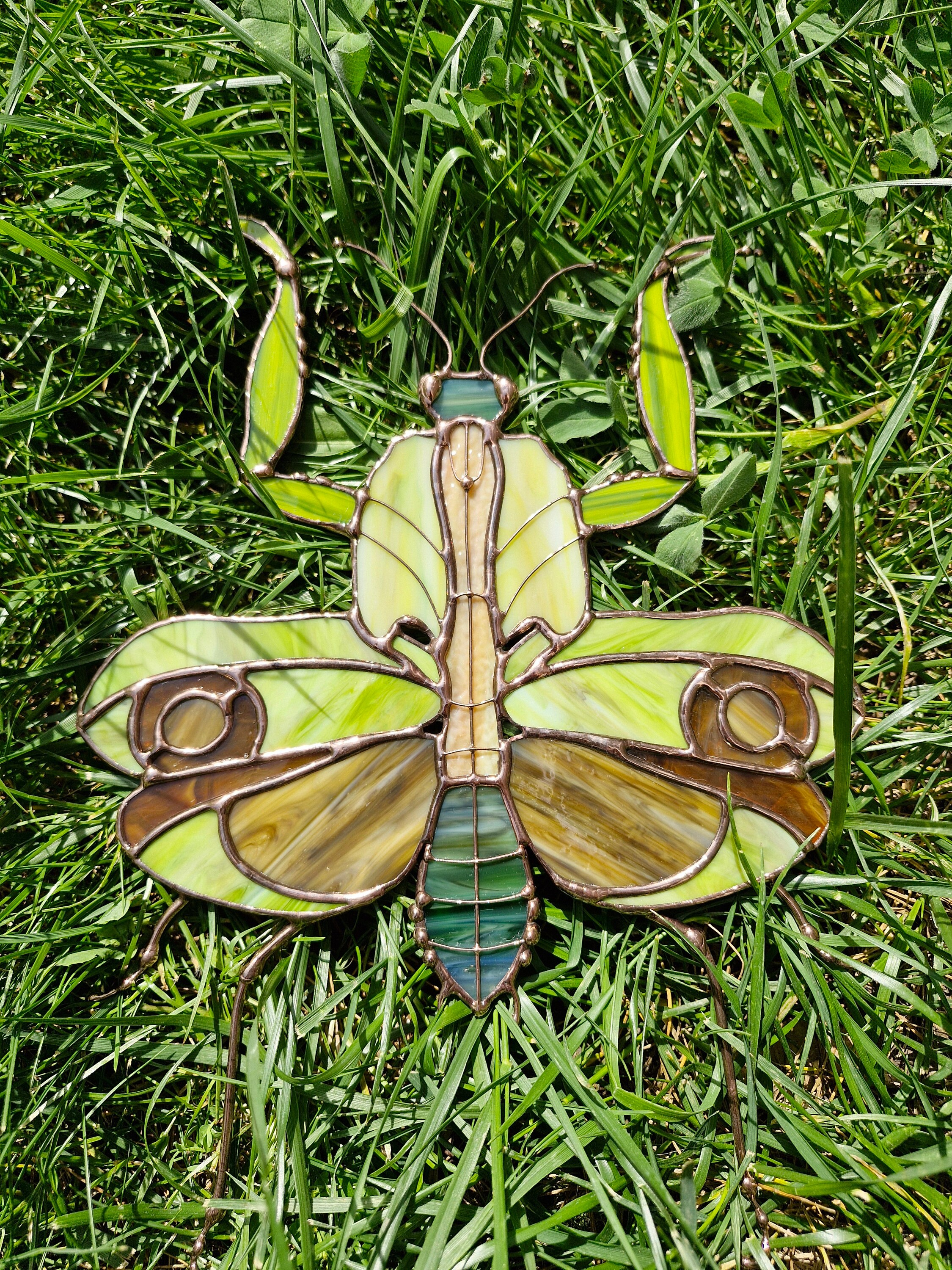 Stained Glass Praying Mantis Incect Suncatcher Window Wall