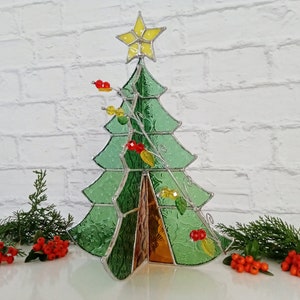 Glasmalerei 3D Pine Tree: Weihnachts-Sonnenfänger Dekor