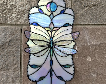 Panel iridiscente de vidrieras Dragonflay para colgar en la ventana o pared, decoración del hogar, regalo