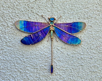 Acchiappasole in vetro colorato a forma di libellula blu, da appendere alla parete della finestra, regalo libellula per lei, lui e bambino, decorazione per la casa e il giardino degli amanti degli animali
